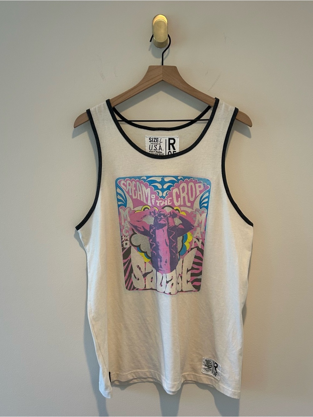 Roots of Fight Cream of the Crop Macho Randy Savage Men’s Tank Top Size L